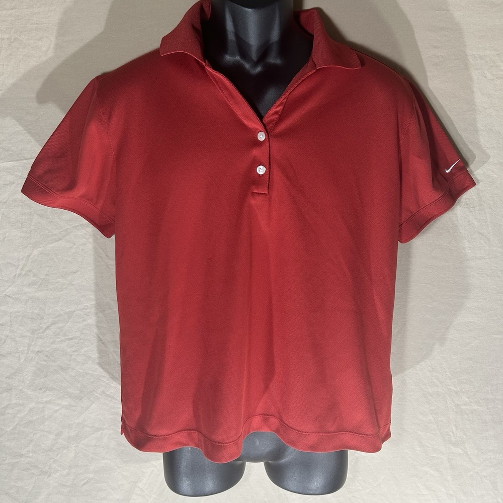 Nike Golf Polo Shirt Womens XL 16/18 Red FIT DRY Short Sleeve Athletic Top
